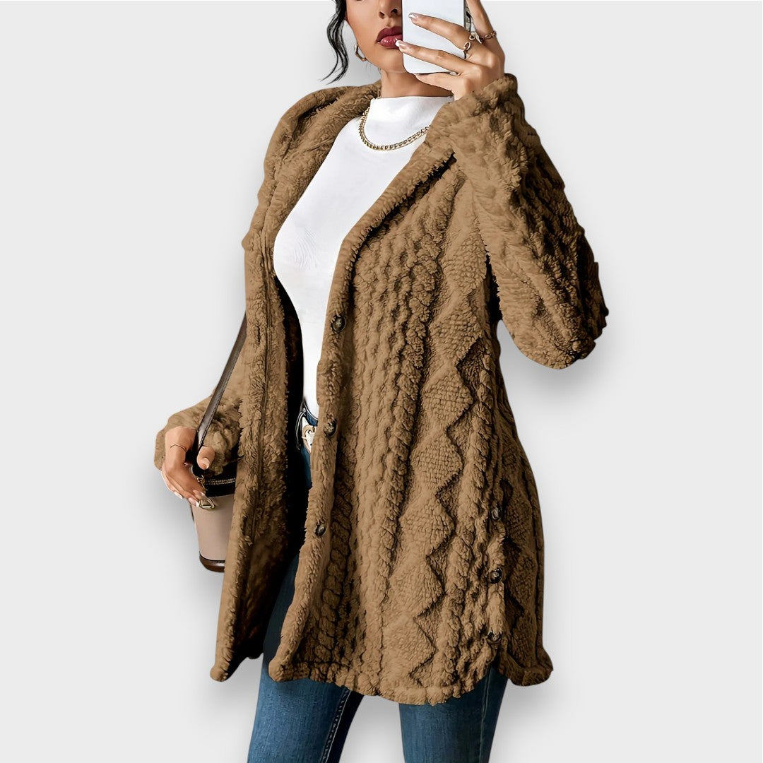Drune | Cozy plush hooded cardigan sweater
