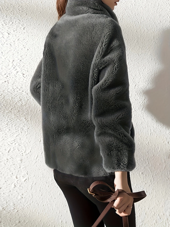 Drune | Zip up Langarm Teddy Mantel