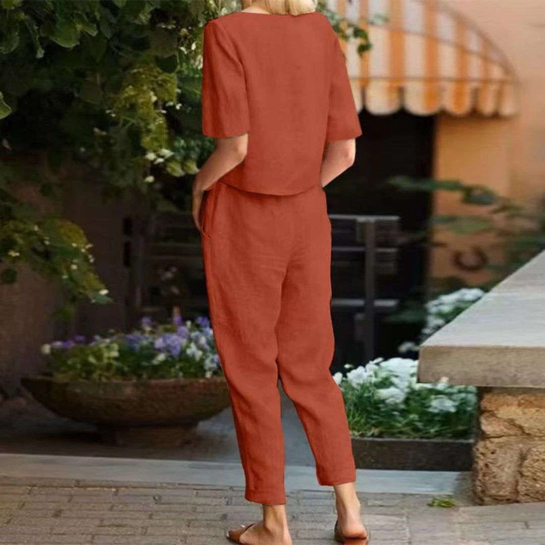 Drune | Übergroße Bluse Hose mit weitem Bein Retro zweiteiliges Set