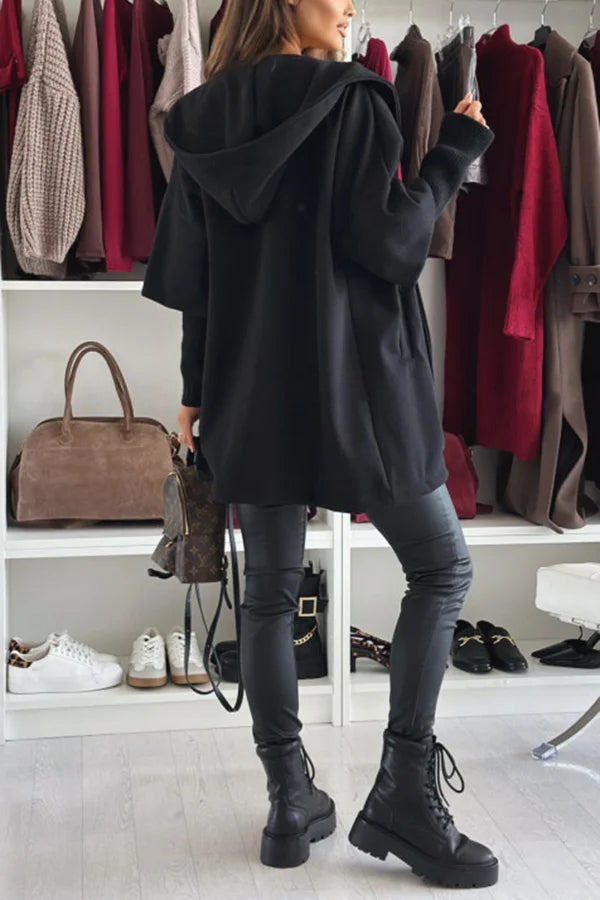 Drune | Farbe Lockere Tasche Kapuzenjacke mit langen Ärmeln