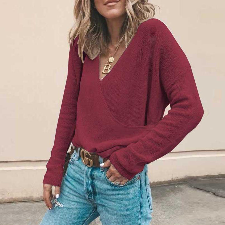 Drune | Lässiger Strickpullover mit V-ausschnitt Weich und Leicht Casual Eleganz