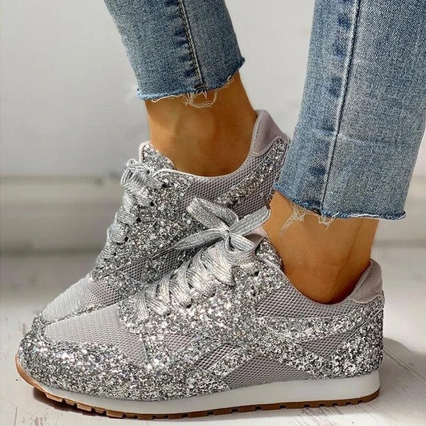 Drune | Trendy Damen Glitter Sneakers