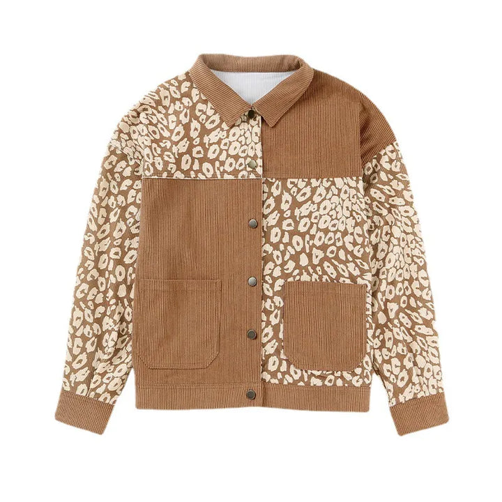 Drune | Damen Cordjacke mit LeopardenDetails