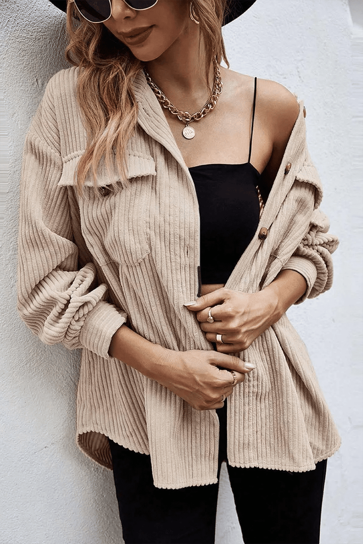 Drune | Rippierte Hemdjacke Baumwollmischung Komfortabel und Elegant