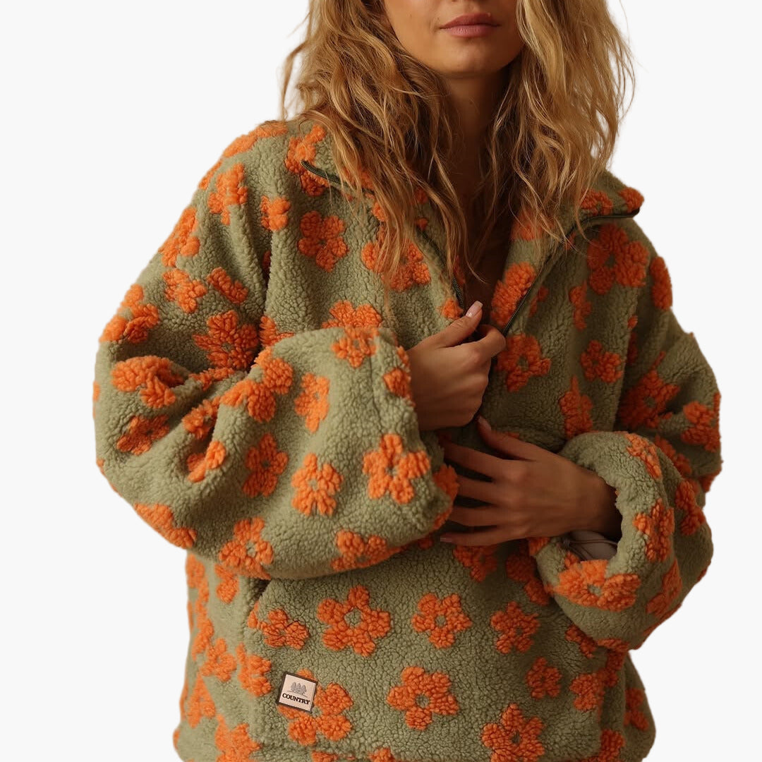 Drune | Kuschelpullover mit Blumenmuster - Boho Stil für Herbst und Freizeit