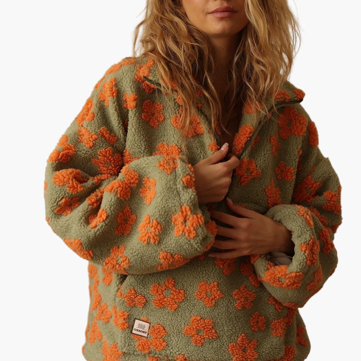 Drune | Kuschelpullover mit Blumenmuster - Boho Stil für Herbst und Freizeit