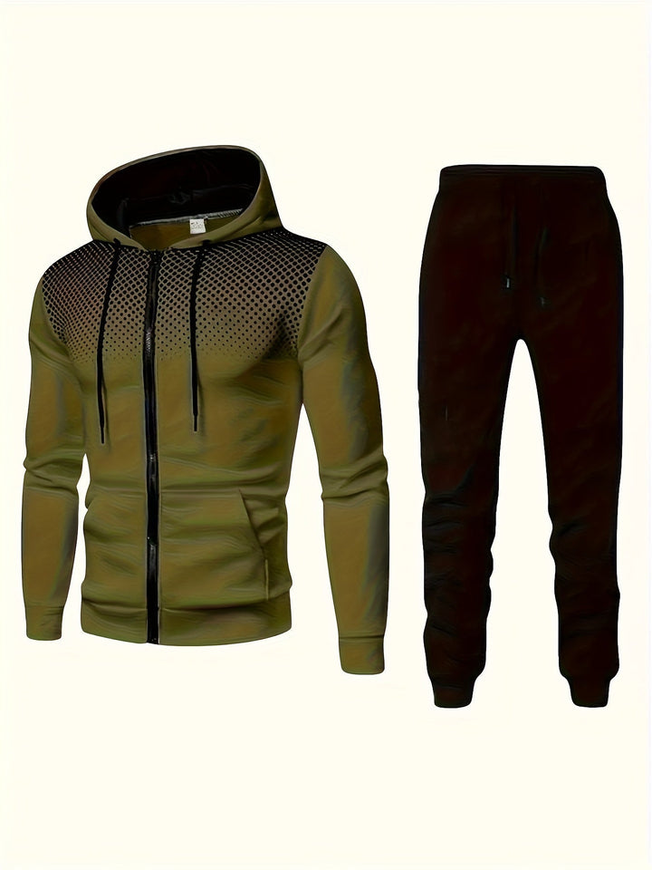Drune | Fleece Sweatshirt Trainingsanzug Mit Kapuzen Langärmeliger Und Kordelzug Hose Für Herren - Perfekt für Freizeitaktivitäten