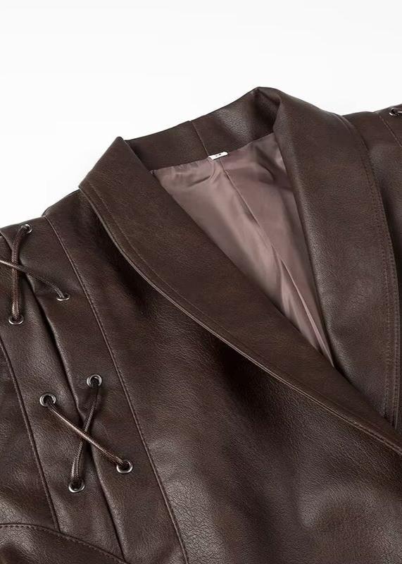 Drune | Leder Wickeljacke mit Gürtel