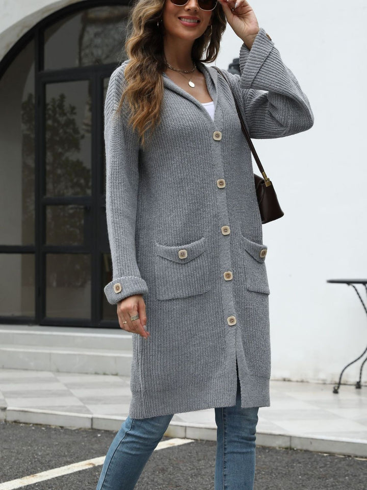 Drune | Lange Strickjacke Knopfverschluss Zeitlos und Bequem