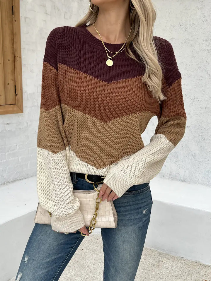 Drune | Farbblock Rundhals Pullover Mit Weichem Stoff