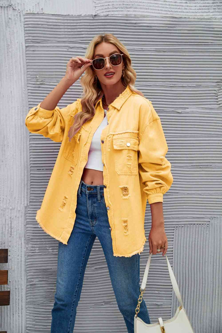 Drune | Zerrissene Rohsaum-Denimjacke