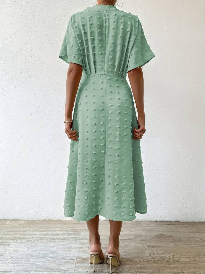 Drune | Swiss Dot Rüsch Midi Kleid