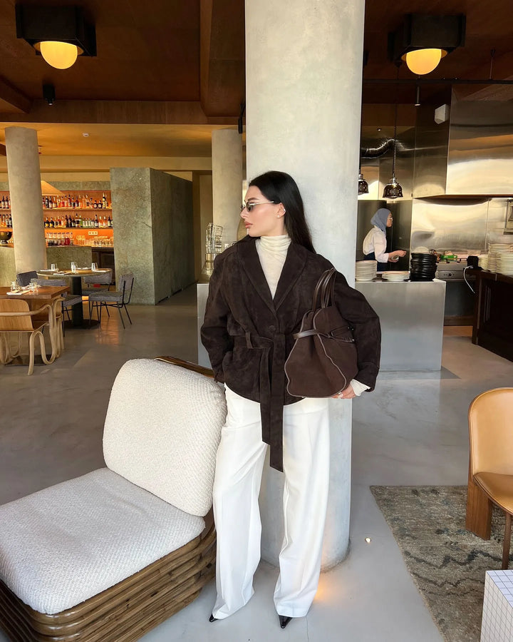 Drune | Retro Wildlederjacke mit langen Ärmeln