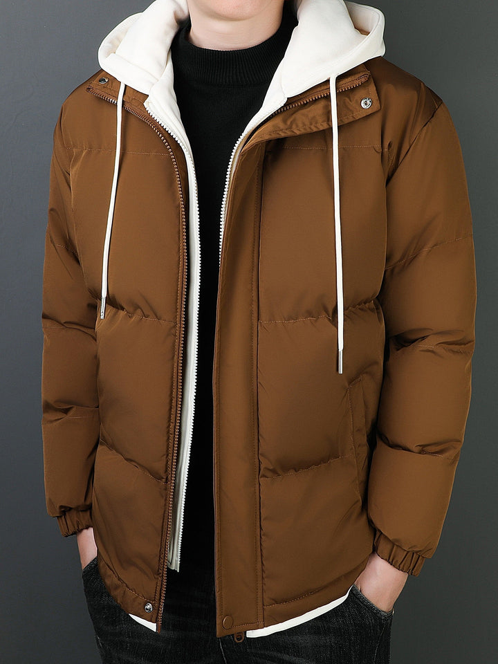 Drune | Falsche Zwei Teile Kapuzen Winterjacke Für Herren - Perfekt für Outdoor-Aktivitäten