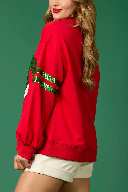Drune | Weihnachts-Pailletten-Rundhals-Lässiger Sweatshirt
