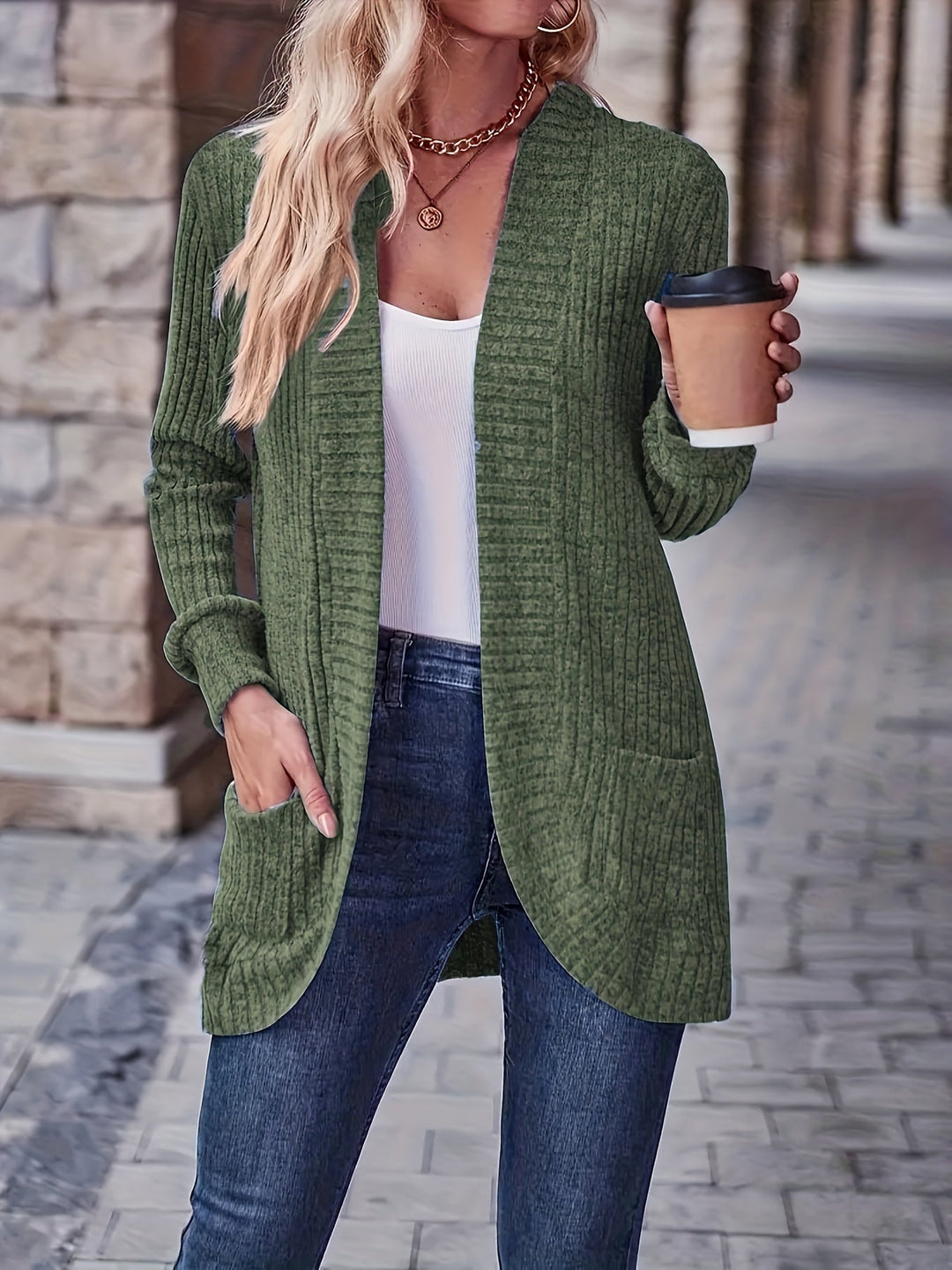 Drune | warmer Fleece-Strickwaren-Cardigan für Damen - Perfekt für lässige Tage