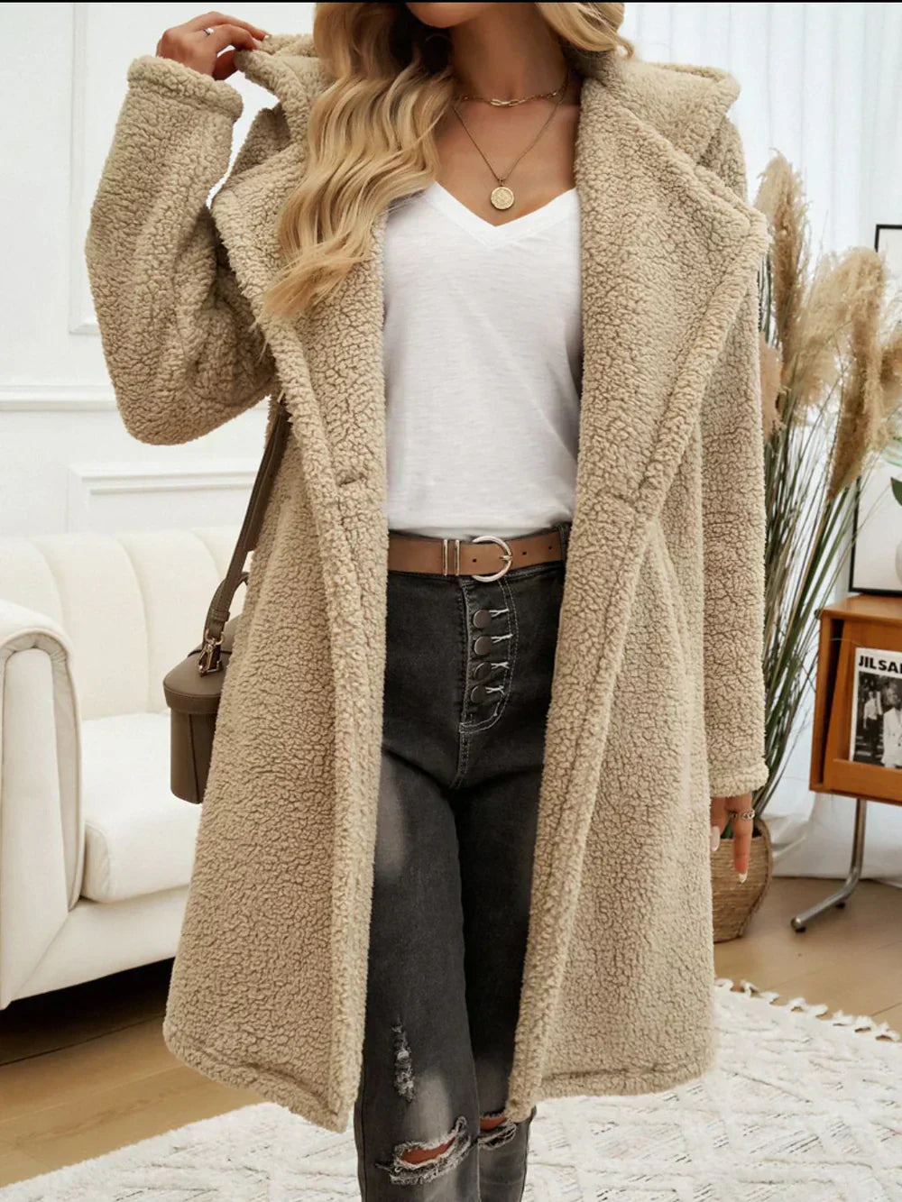 Drune | Verlängter Teddy Hoodie Fleece Stilvoll und Warm