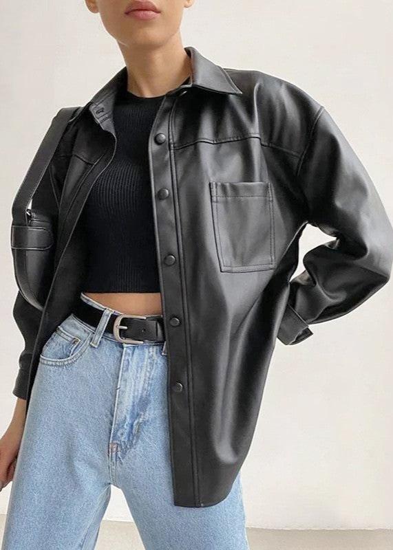 Drune | Kunstleder Button-Up Jacke