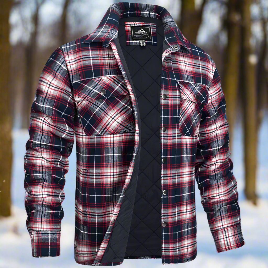 Drune | Shirtjacke Steppflanell Karomuster Druckknöpfe Brusttaschen
