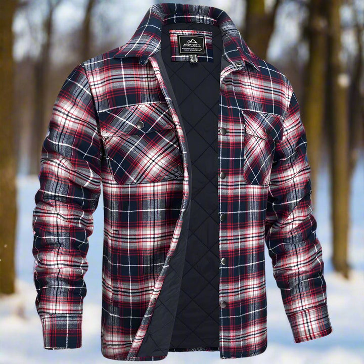 Drune | Shirtjacke Steppflanell Karomuster Druckknöpfe Brusttaschen