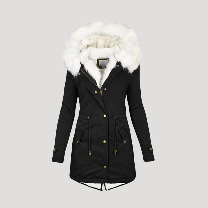 Drune | Damen lange Parka Jacke mit Kunstpelz Kapuze Winterjacke