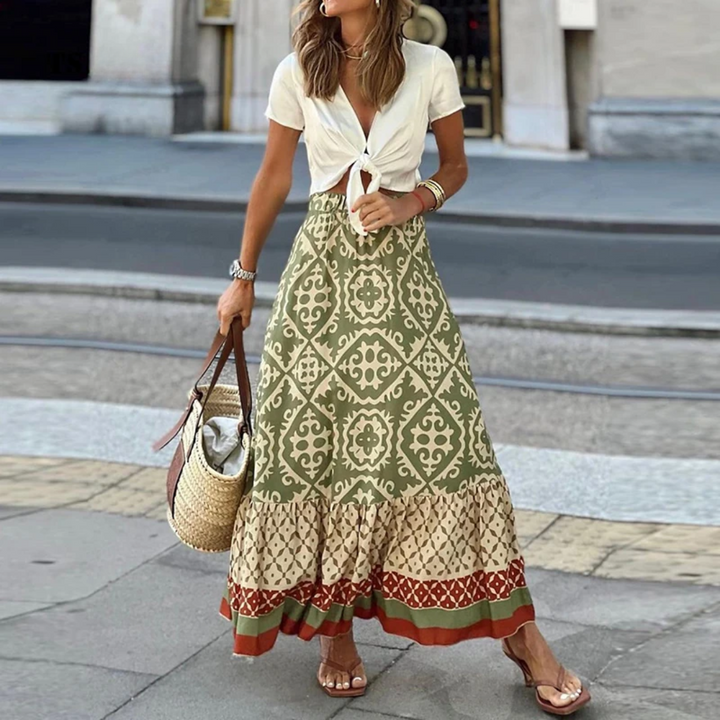 Drune | Trendiger High Waist Rock Mit Geometrischem Muster