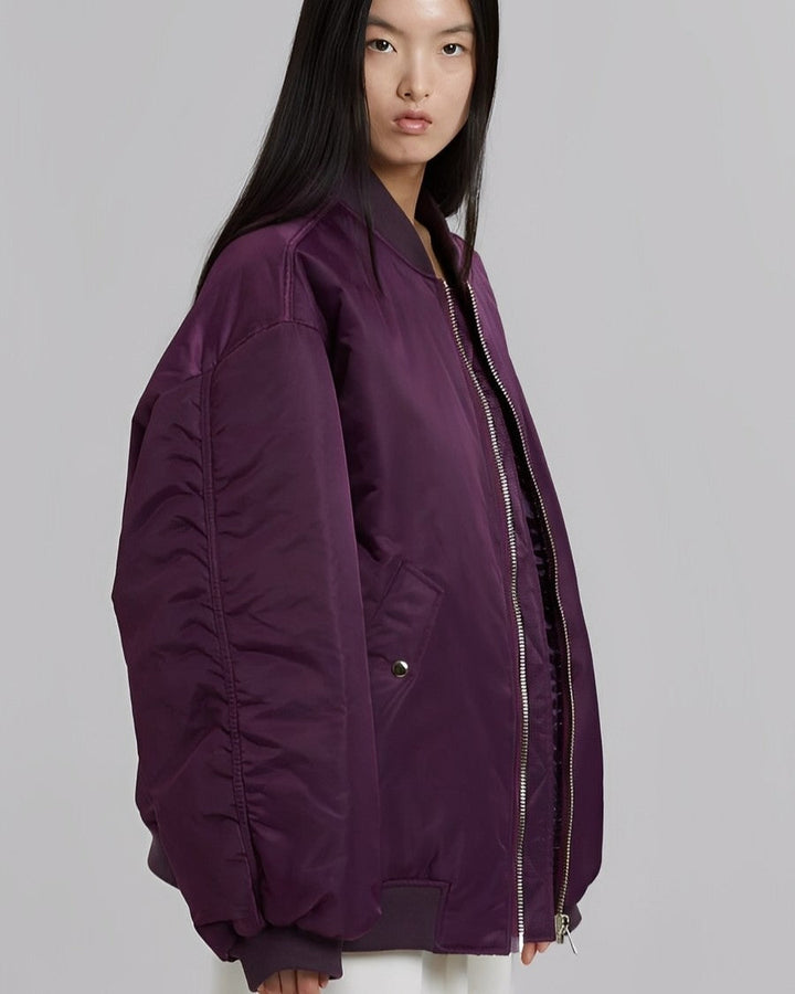 Drune Damen Oversize Bomberjacke mit Reißverschluss