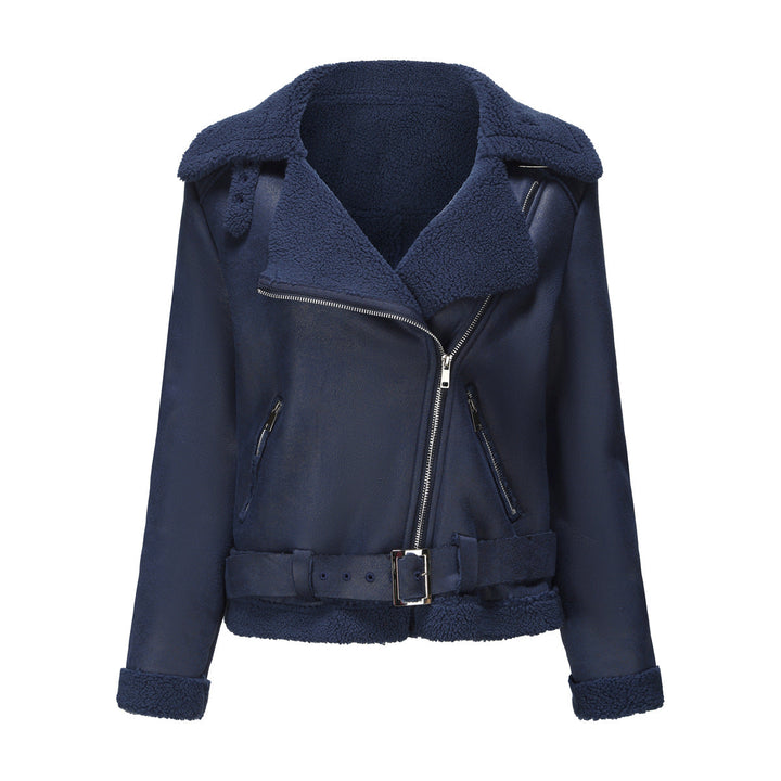 Drune | Winterjacke aus Kunstwildleder mit Fell und Gürtel