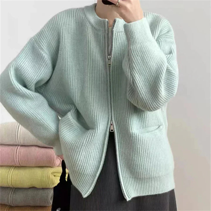 Drune | Strickjacke Gerippter Strick Reißverschluss Und Taschen Lässige Passform