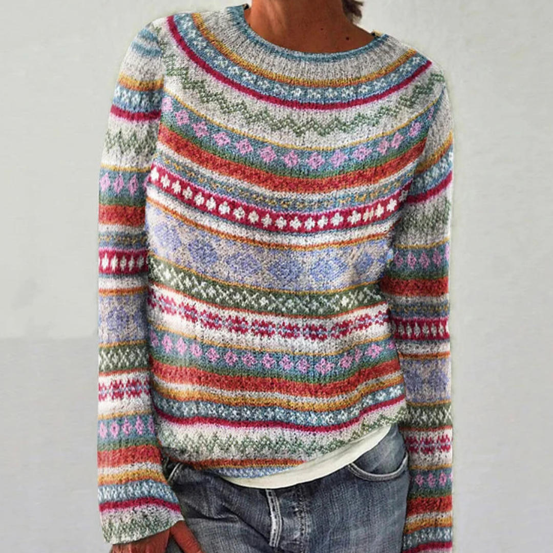 Drune | Bunter Pullover für Frauen mit langen Ärmeln für den Winter