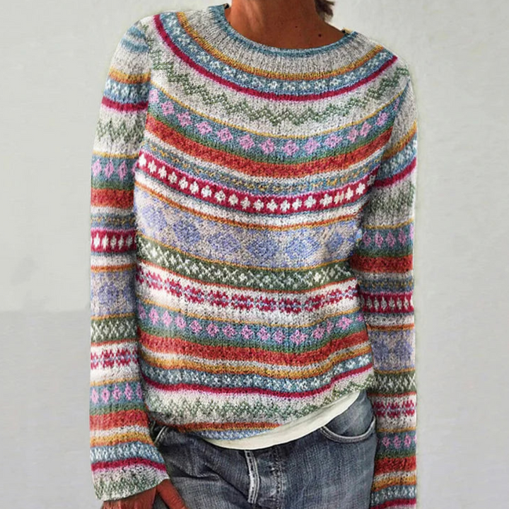 Drune | Bunter Pullover für Frauen mit langen Ärmeln für den Winter