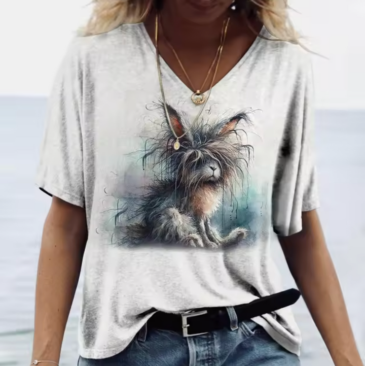 Drune | Weiße T-Shirts mit Hasenmotiven