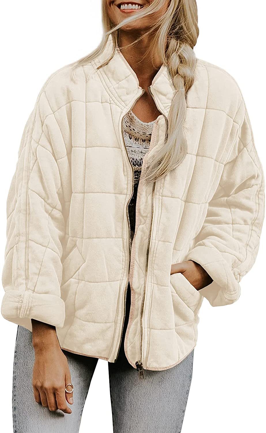 Drune | Warm Plaid-Jacke mit Taschen für Frauen