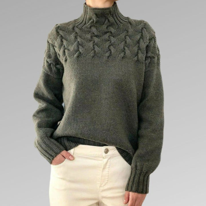 Drune | Strickpullover - Hoher Rollkragen - Zopfmuster - Lange Ärmel - Bequeme Passform