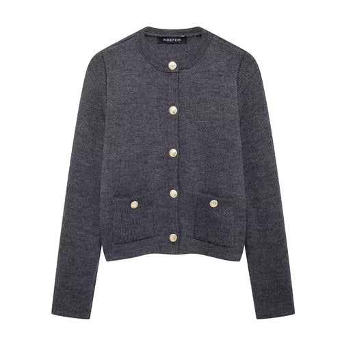 Drune | Lässiger Cardigan mit goldenem Knopfverschluss für Damen