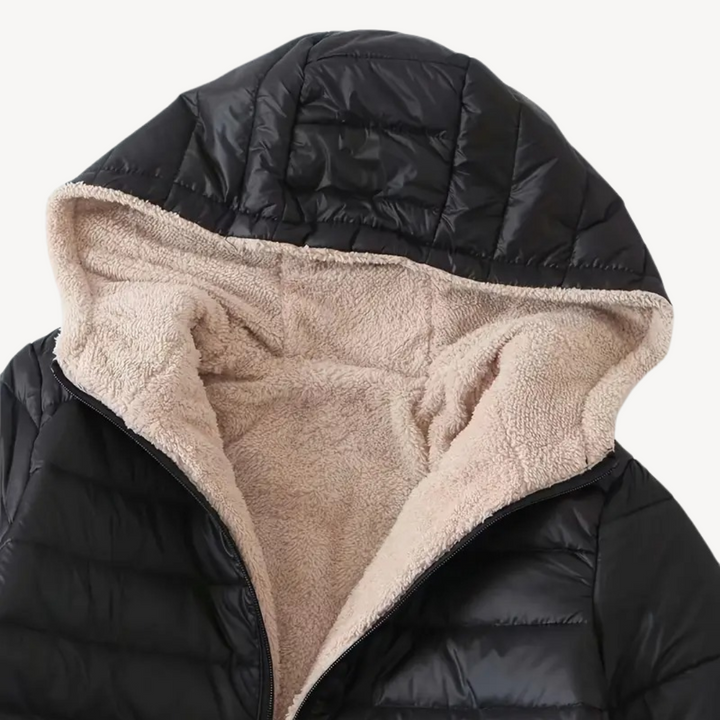 Drune | Damen Kunstpelz Futter Gesteppte Kapuzenjacke