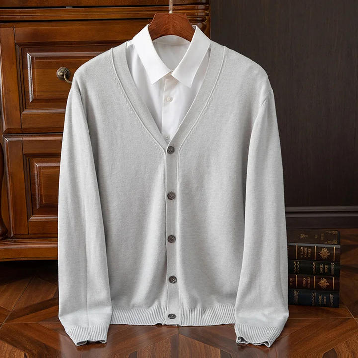 Drune | Herren Strickjacke Mit Knöpfen, Leichter Stoff, Klassischer V-ausschnitt