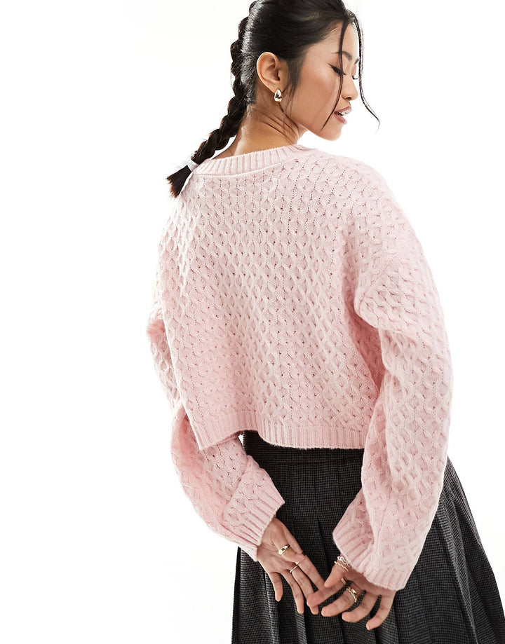Drune | Kontrast Kurzer Binde-Cardigan