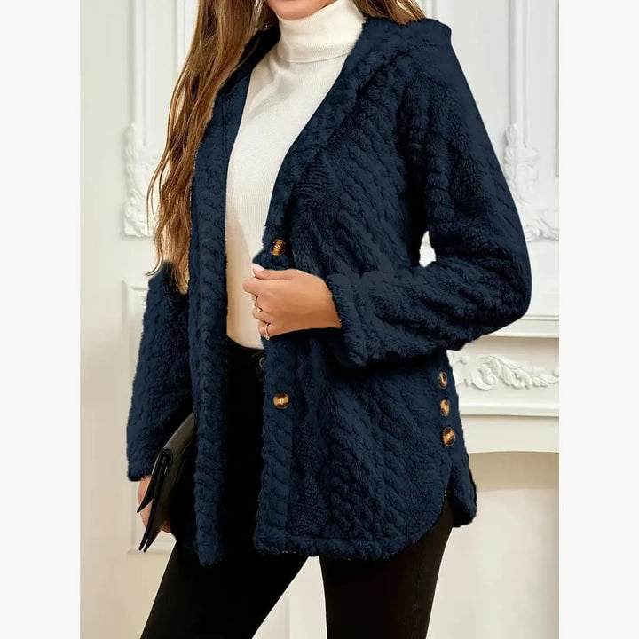 Drune | Gemütlicher Hoodie mit Teddy-Pullover und Knopf vorne für Damen