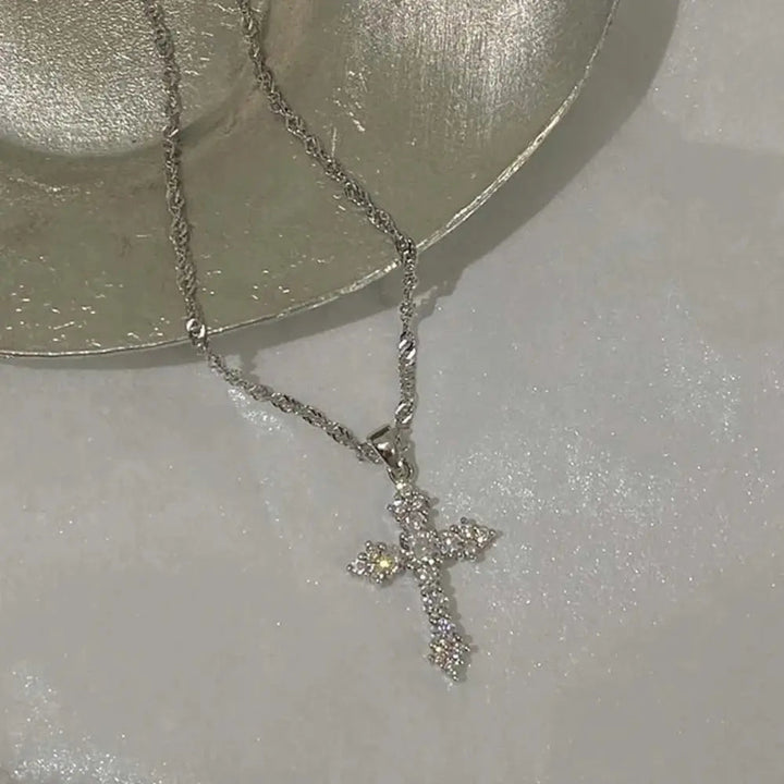 Drune | Kristall Zirkon Kreuz Anhänger Halskette Für Damen