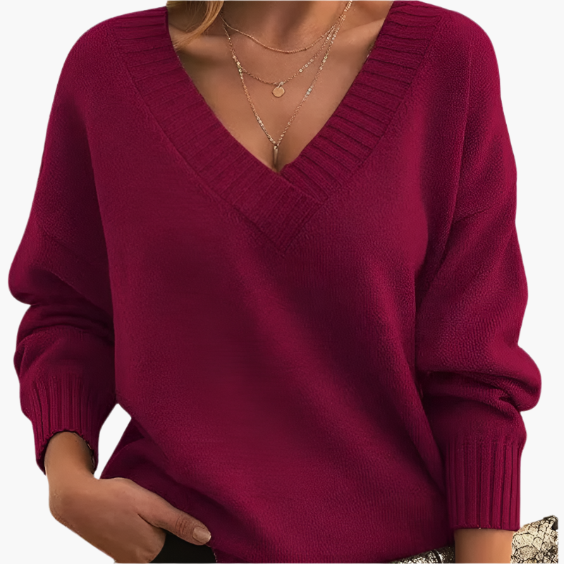 Drune | V-Ausschnitt Pullover - Eleganter Strickpullover im Oversize-Stil für Alltag & Büro
