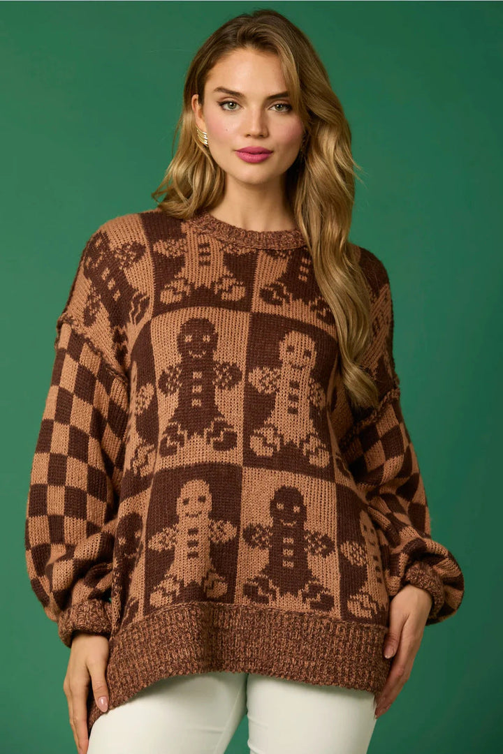 Drune | Zuckerstangen-Weihnachtsnadeln & Lebkuchenmann Strickpullover