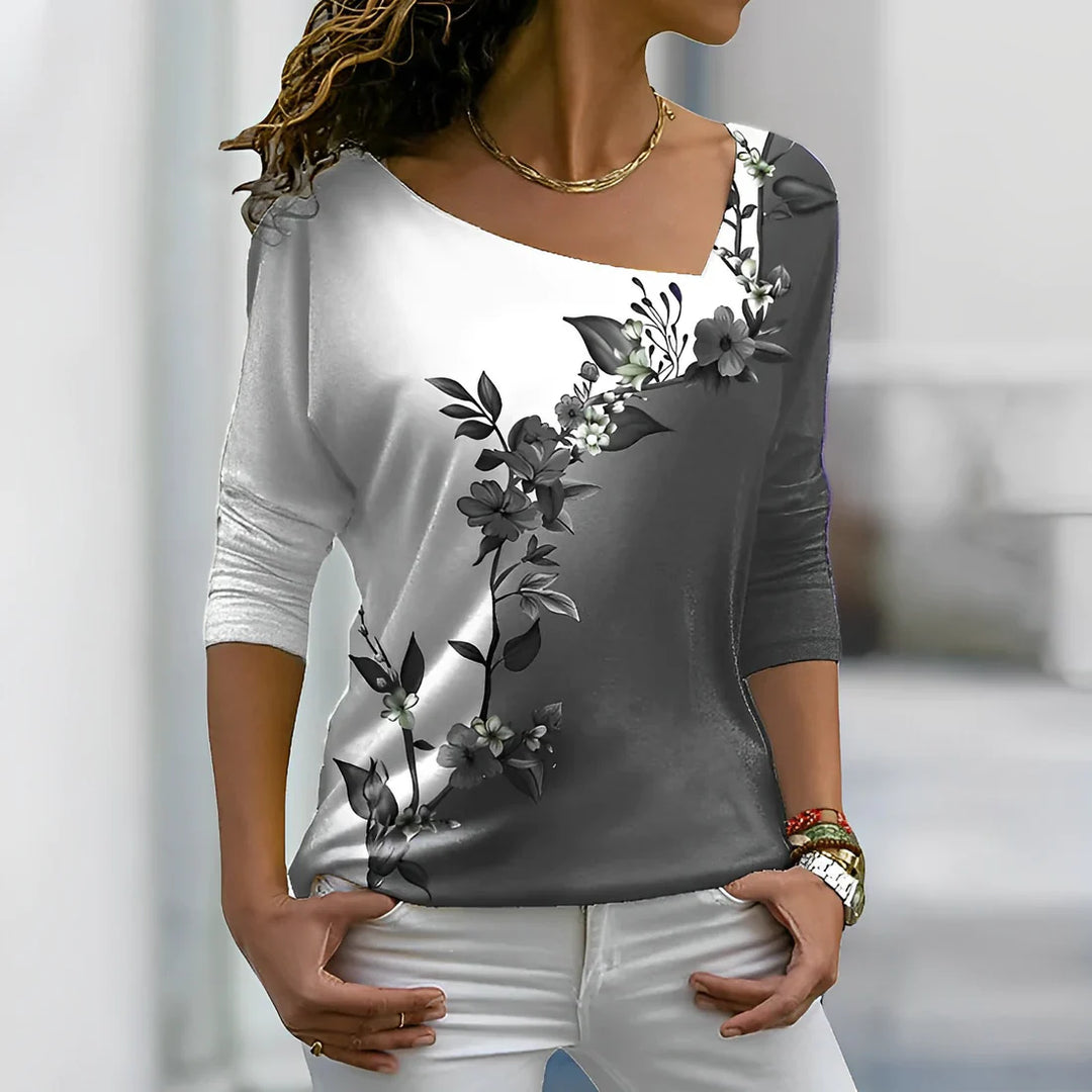 Drune - Florales kontrastfarbiges Art Shirt