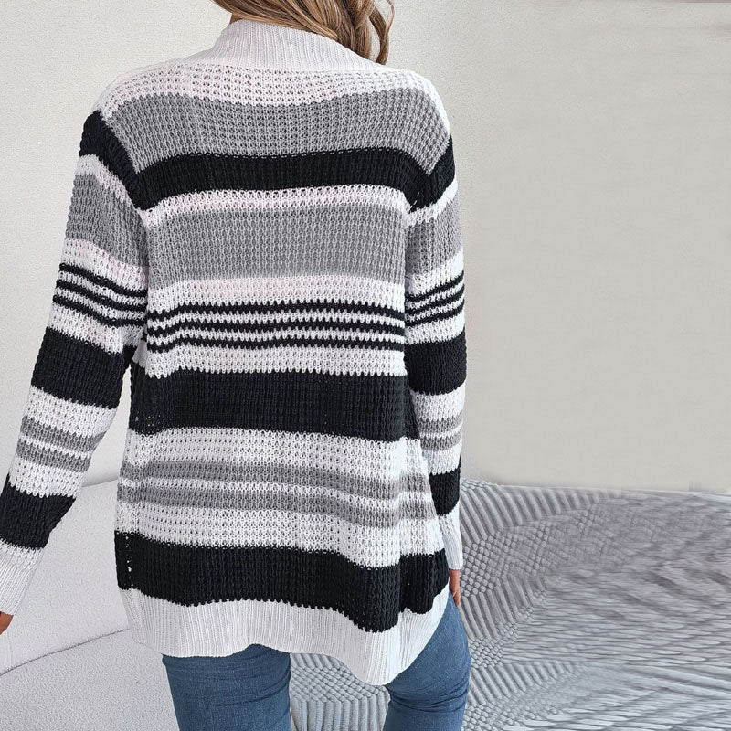Drune | Gestreifte Strick-Strickjacke Mit Modernem Look