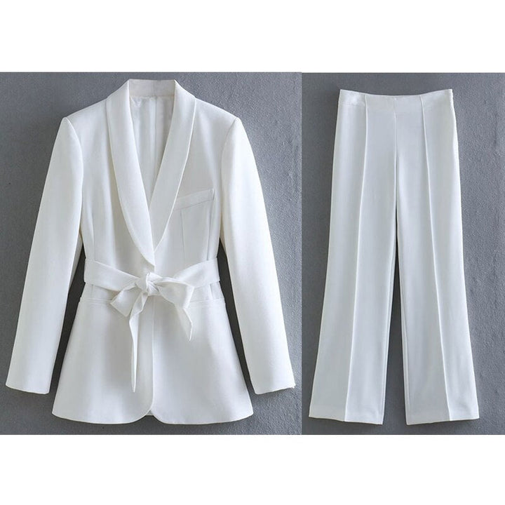 Drune 2-teiliger Damenanzug | Eleganter Blazer mit Gürtel und passender Hose