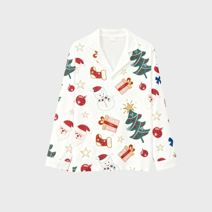 Drune | Weihnachtskragen Button-Up Schlafanzug Set für Paare