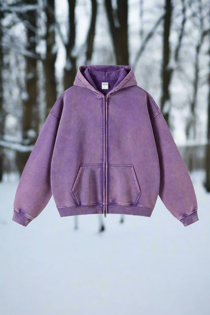 Drune | Kapuzenpullover Reißverschluss Gerippte Bündchen Bequem Und Warm