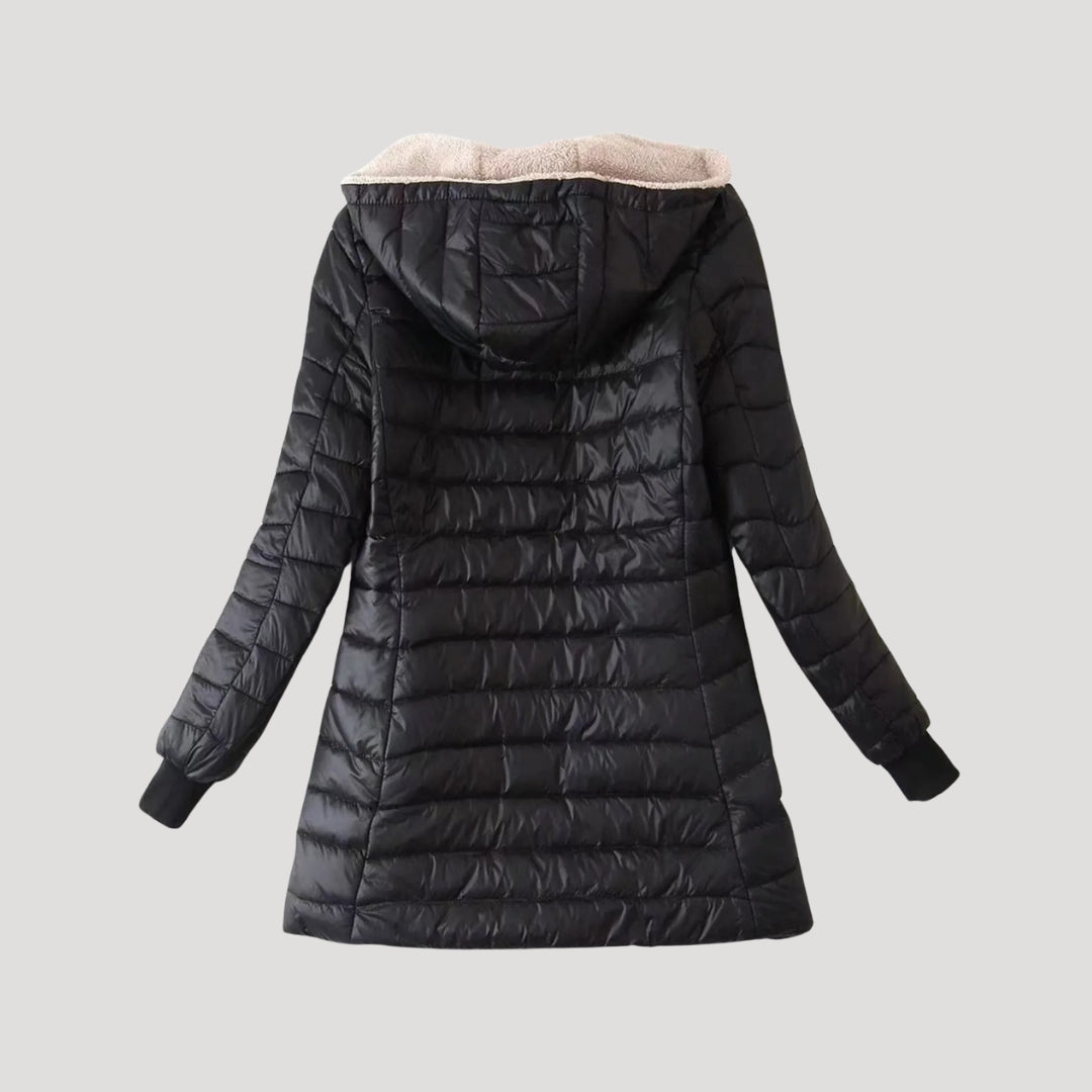 Drune | Damen lange Pufferjacke Wintermantel mit Kapuze