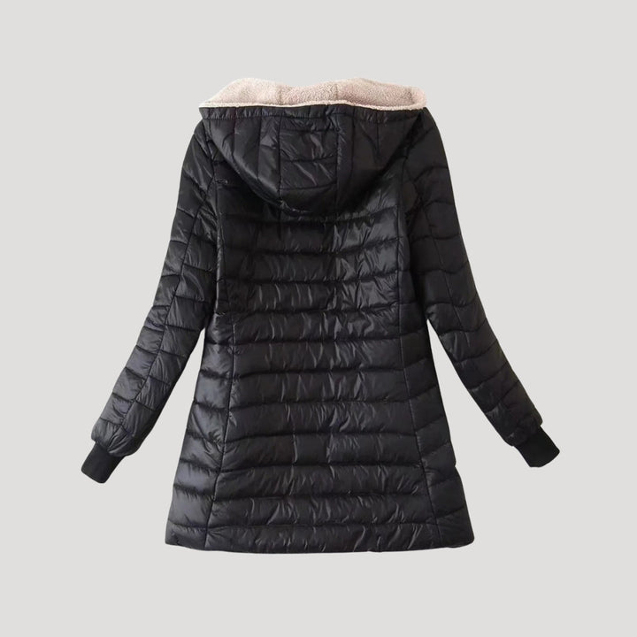 Drune | Damen lange Pufferjacke Wintermantel mit Kapuze