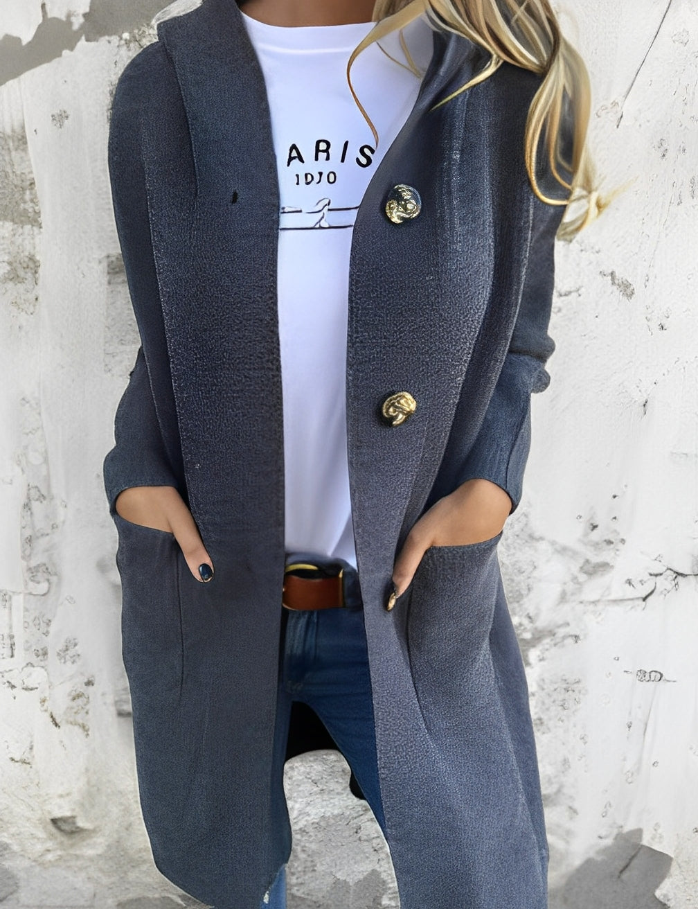 Drune | Lässiger langer Cardigan mit Kapuze für Damen